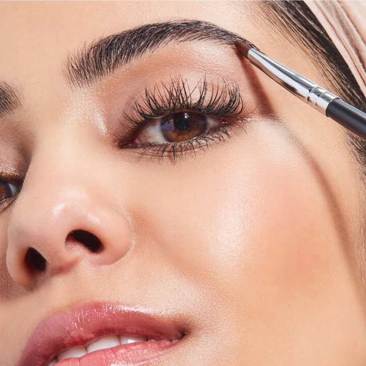 Pędzelek Skośny Do Brwi + Szczoteczka Do Rzęs