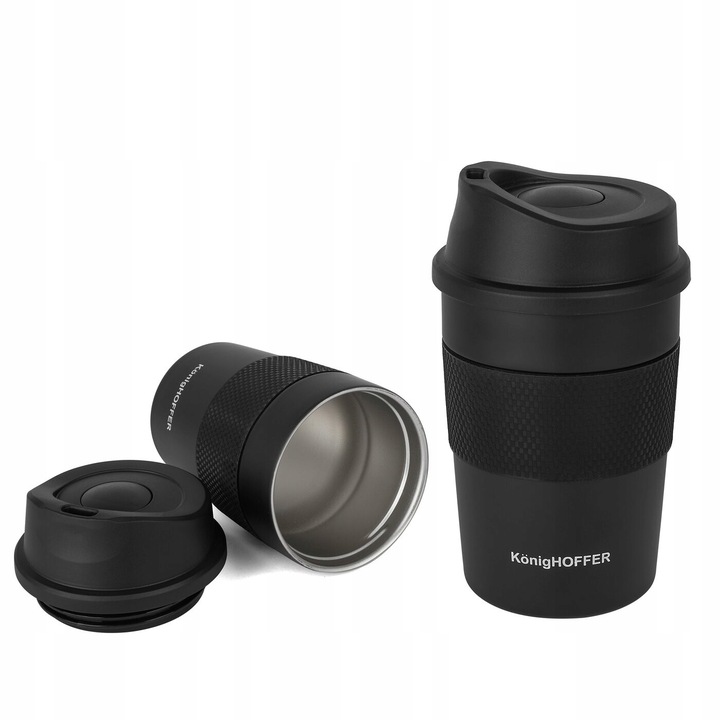 Czarny KUBEK TERMICZNY kawa na wynos MAŁY TERMOS 330ml PREMIUM