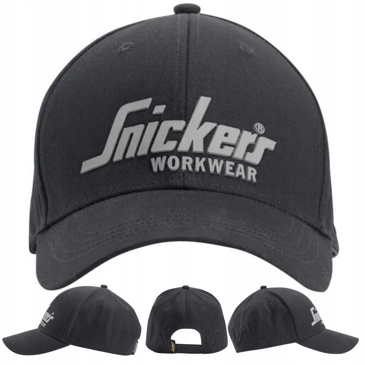 Czapka z daszkiem męska do pracy bejsbolówka Snickers 9041 truckerka czarna