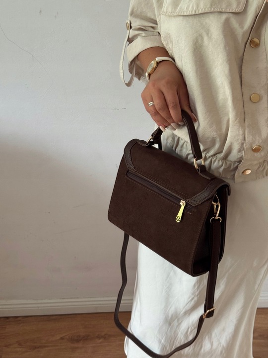Torebka Gallantry Paris HIT czekoladowa zamsz eco brązowa listonoszka brąz