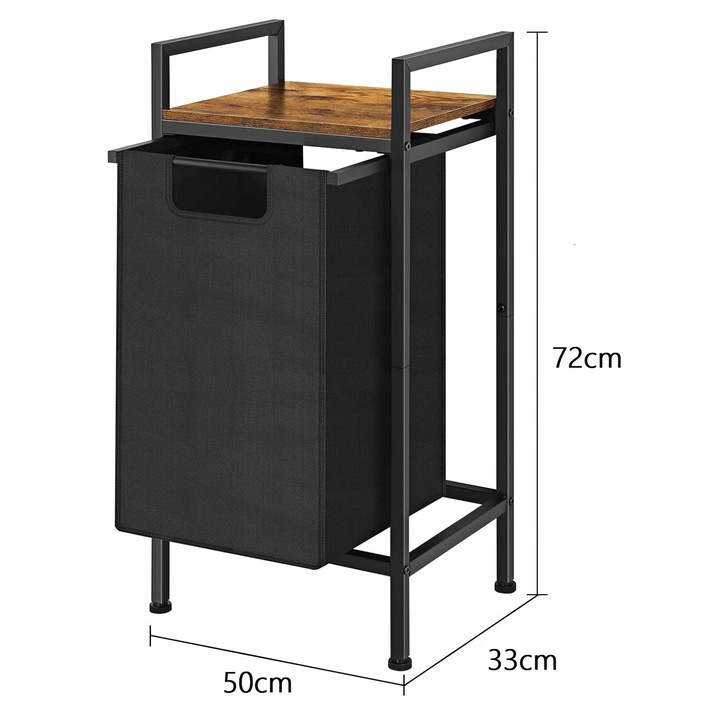Kosz na pranie z półką INDUSTRIALNY LOFT DREWNIANY 72x50x33 (W010)