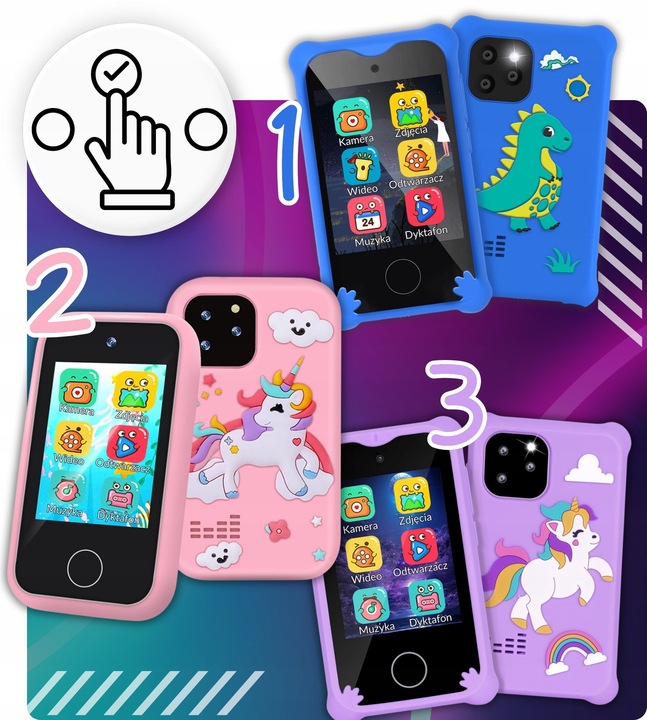 TELEFON DLA dzieci ZABAWOWY SMARTFON Z APARATEM KAMERĄ I GRAMI MENU PL