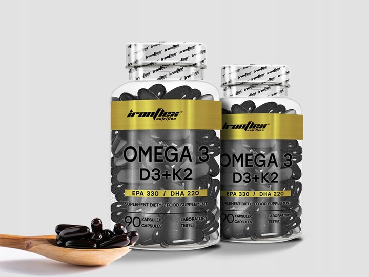 IRONFLEX OMEGA 3 D3+K2+ VIT E 90 kaps ZDROWE SERCE KOŚCI ZĘBY KWASY EPA DHA