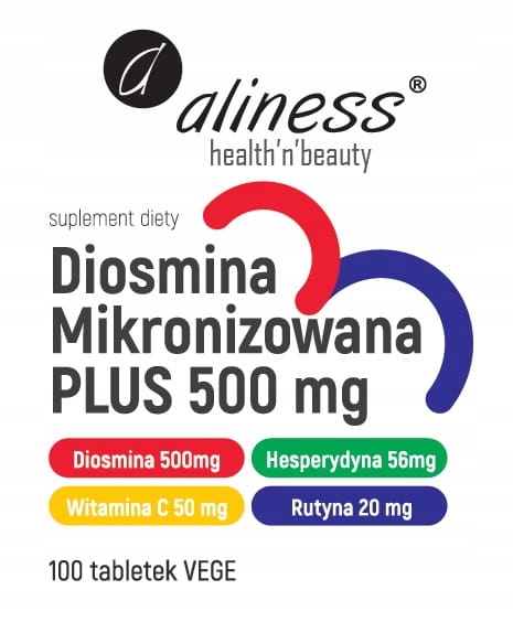Aliness Diosmina Mikronizowana 500 mg ŻYLAKI HEMOROIDY 100 tabletek