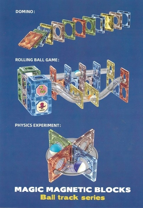 Klocki Magnetyczne Konstrukcyjne Świecące Tor Kulkowy Kulodrom Panele 69 el