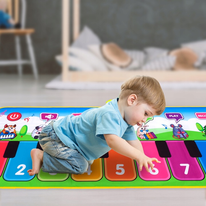 MATA MUZYCZNA DO TAŃCZENIA DLA DZIECI INTERAKTYWNA 130 cm PIANINKO NAGRYWA