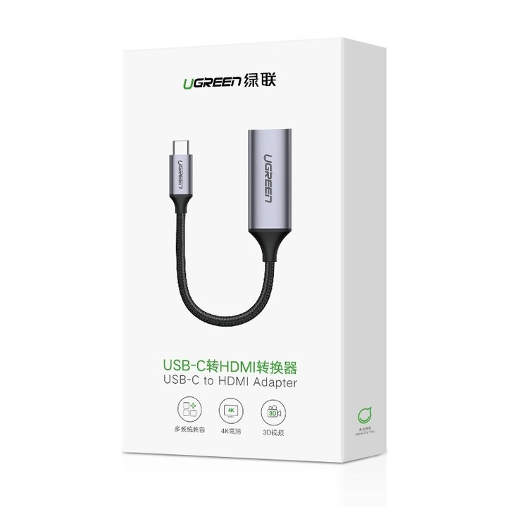 UGREEN ADAPTER PRZEJŚCIÓWKA USB C / HDMI 4K 60HZ THUNDERBOLT 3 do MacBook