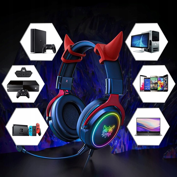 ONIKUMA X10 DEVIL SŁUCHAWKI GAMINGOWE Z MIKROFONEM PRZEWODOWE NAUSZNE DO PC