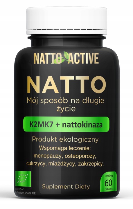 Natto Active witamina K2 MK-7 Nattokinase w 60 ekologicznych tabletkach