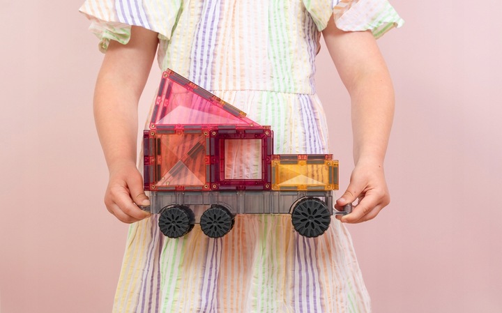 KREATYWNE KLOCKI MAGNETYCZNE POCIĄG 50 EL PASTEL TRANSPORT PACK CONNETIX