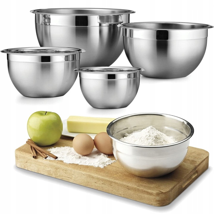 MISKI METALOWE stalowe GŁĘBOKIE NIERDZEWNE KOMPLET MISEK KUCHENNYCH ZE STAL