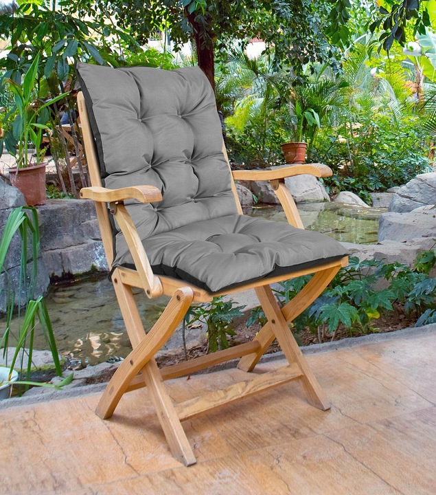 Poduszki na krzesła ogrodowe Poduszka na Krzesło Ogrodowe 80x50 cm szara