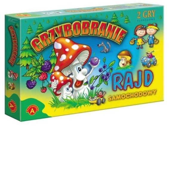 GRA PLANSZOWA GRZYBOBRANIE + GRA RAJD SAMOCHODOWY 2 gry planszowe +4 lata