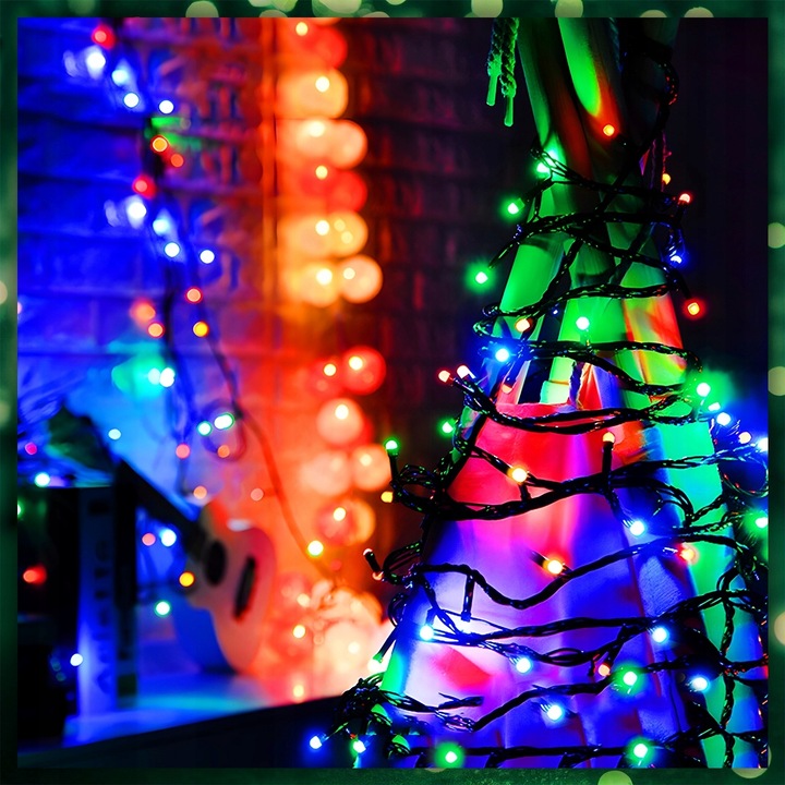 LAMPKI CHOINKOWE MULTIKOLOR 1000LED 8 TRYB ZEW/WEW 63 METRY NA CHOINKĘ