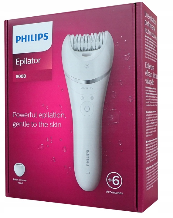 Depilator do Nóg Bikini Pachy Philips BRE715/00 Na Mokro Sucho 6 akcesoriów