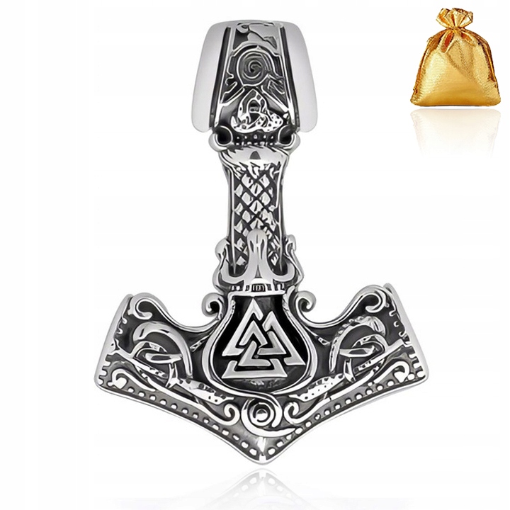 SREBRNA DUŻA MĘSKA ZAWIESZKA WISIOREK MŁOT THORA SREBRO PR. 925 NA PREZENT