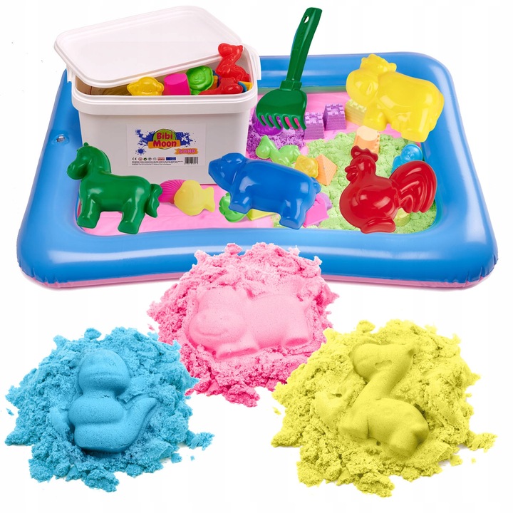 BibiMoon Piasek Kinetyczny 3kg ZESTAW PIASKOWNICA FOREMKI