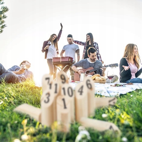 KUBB Towarzyska Gra Skandynawskie KRĘGLE z drewna szwedzka zabawa ZBIJAK 3+