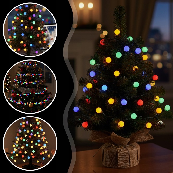 LAMPKI ŚWIĄTECZNE CHOINKOWE KULKI 200LED ZEWNĘTRZNE WEWNĘTRZNE MULTIKOLOR