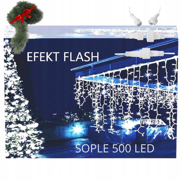 SOPLE FLASH 500 LED LAMPKI ŚWIĄTECZNE ŚWIATEŁKA 20m ZEWNĘTRZNE KURTYNA