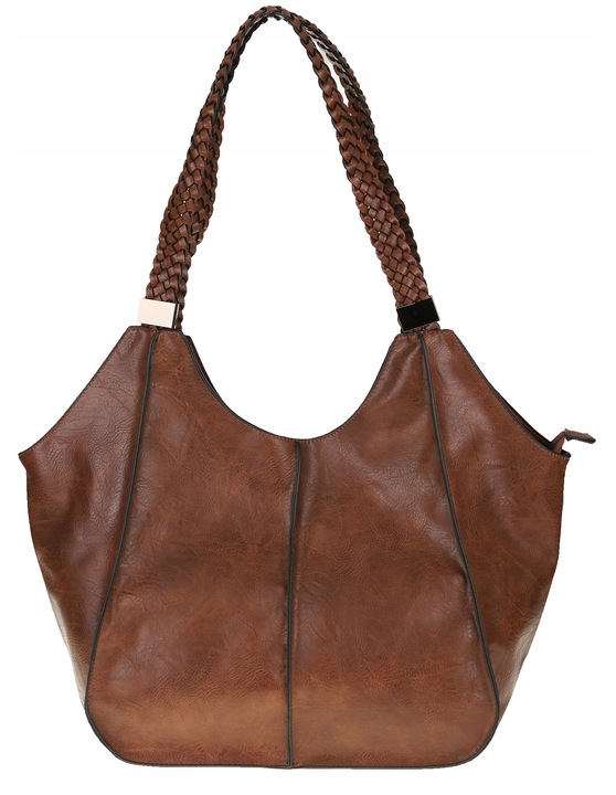 Torebka Damska na Ramię Włoskiej Marki Torba Miejska Shopper L16730 Brązowa