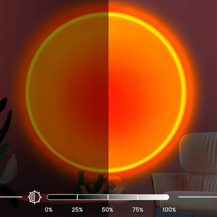 LAMPKA PROJEKTOR LED ZACHÓD SŁOŃCA 16 KOLORÓW LAMPA NOC PREZENT WALENTYNKI