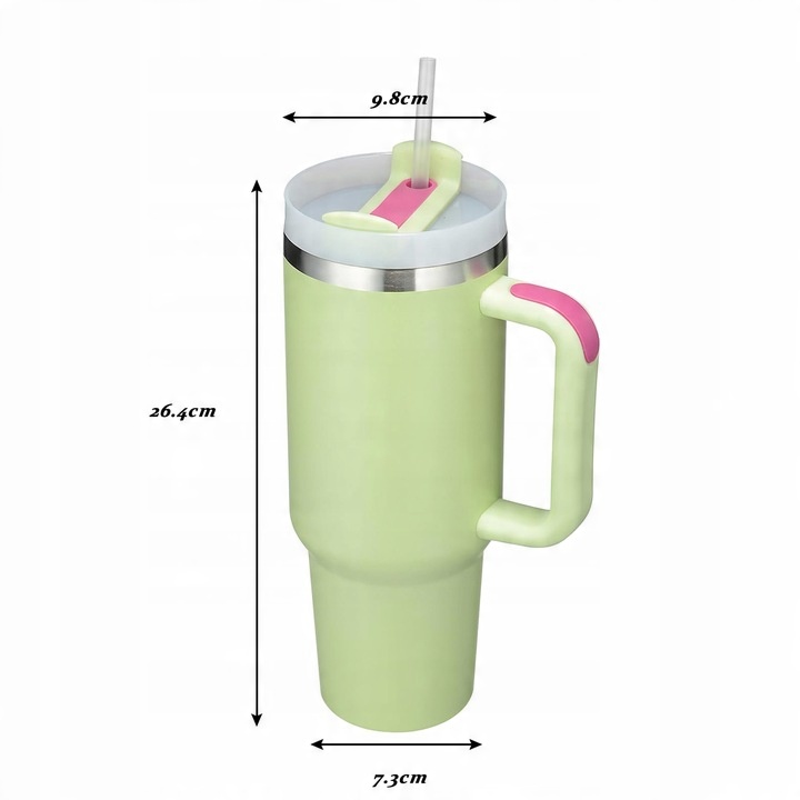 KUBEK TERMICZNY ZE SŁOMKĄ UCHWYTEM NA KAWĘ HERBATĘ SZCZELNY POJEMNY 1200ML