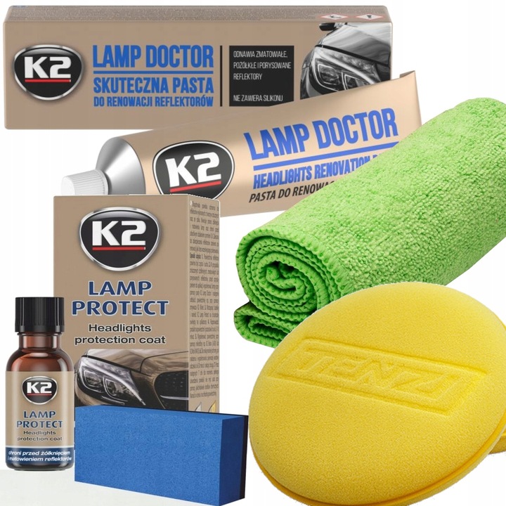 ZESTAW POLERKA RENOWACJA PASTA DO POLEROWANIA REGENERACJI REFLEKTORÓW LAMP