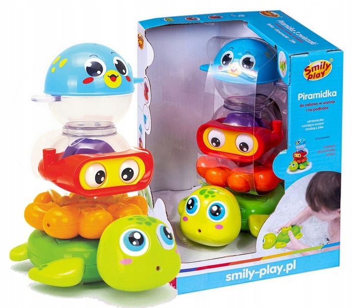 SMILY PLAY ZWIERZĄTKA WESOŁA PIRAMIDKA DO KĄPIELI zabawka dla malucha +6 m