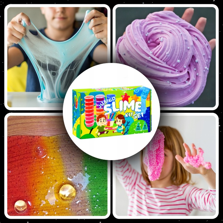 SLIME JUMBO ZESTAW DO ROBIENIA GLUTÓW ŚWIECĄCY DUŻY XXL 28 GLUTKÓW SLAJM
