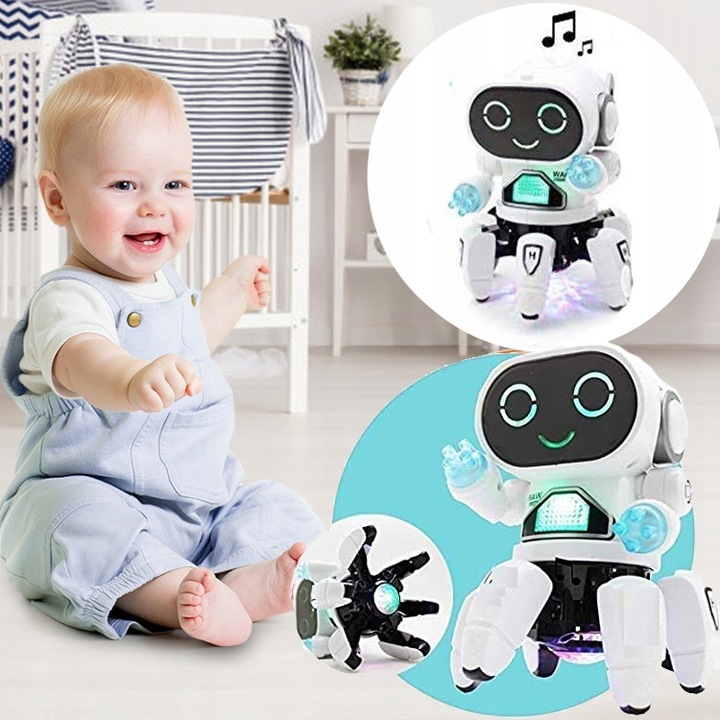 INTERAKTYWNY TAŃCZĄCY ROBOT DISCO LED DLA DZIECI tańczy na 6 nogach PREZENT