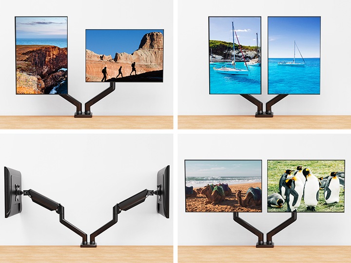 Regulowany PODWÓJNY Uchwyt Biurkowy do Monitora WIESZAK DWA Monitory 13-32"