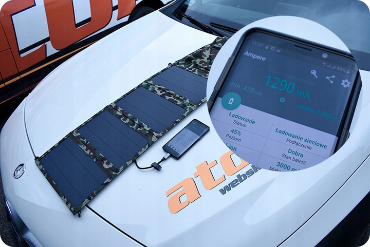 PRZENOŚNY PANEL SŁONECZNY 4 PANELE 2xUSB 20W MATA SOLARNA SKŁADNA W GÓRY