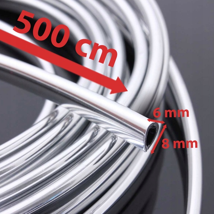 LISTWA OZDOBNA TAŚMA CHROM NA GRILL RANT DRZWI OSŁONA KRAWĘDZI SREBRNA 5 M