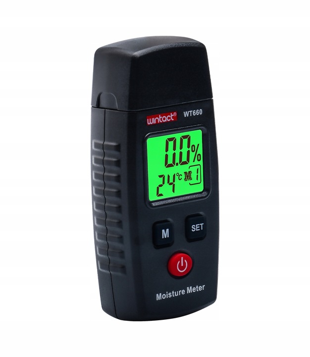WILGOTNOŚCIOMIERZ MIERNIK WILGOTNOŚCI DREWNA MATERIAŁÓW BUDOWLANYCH LCD CD