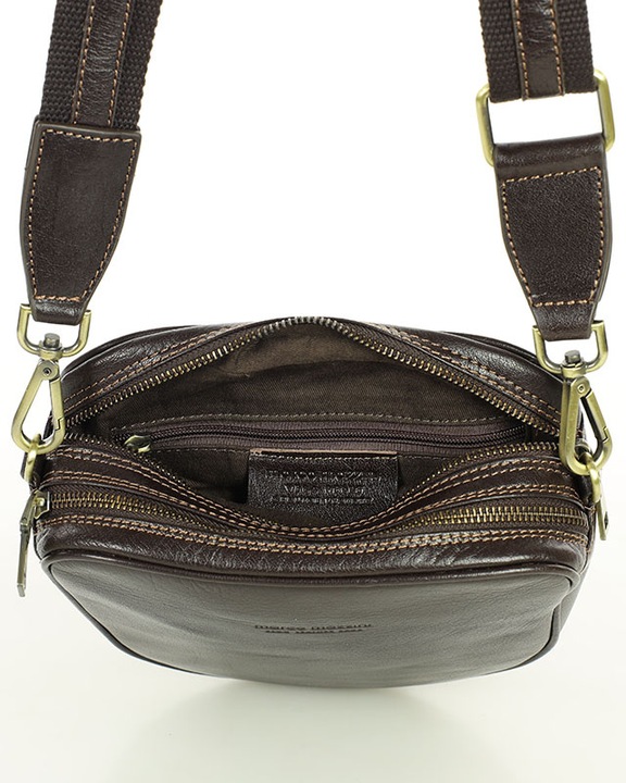 Torebka listonoszka NA SZEROKIM PASKU skórzana dwie komory Marco Mazzini