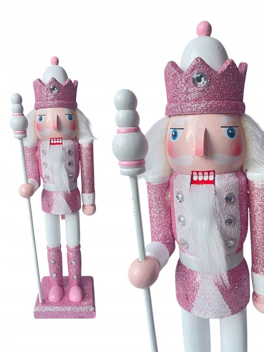 Figurka Świąteczna Dziadek do Orzechów 30CM biało-różowy Nutcracker