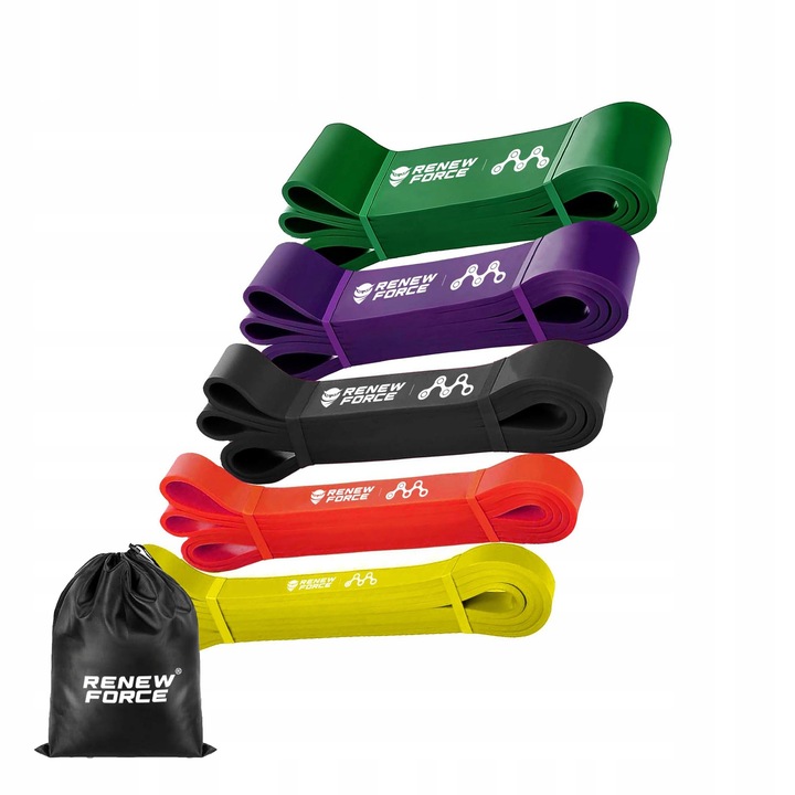 Zestaw 5 Gumy Taśmy Oporowe do Ćwiczeń Treningowe Powerband WYSOKA JAKOŚĆ