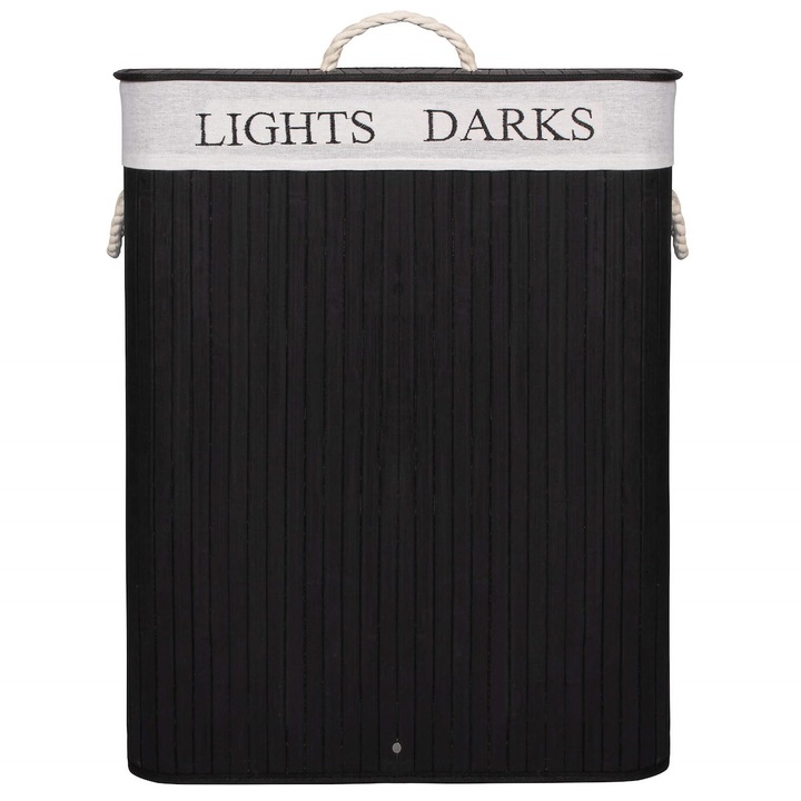 KOSZ BAMBUSOWY NA PRANIE BIELIZNĘ DWUKOMOROWY Z POKRYWĄ POJEMNIK DUŻY 100L