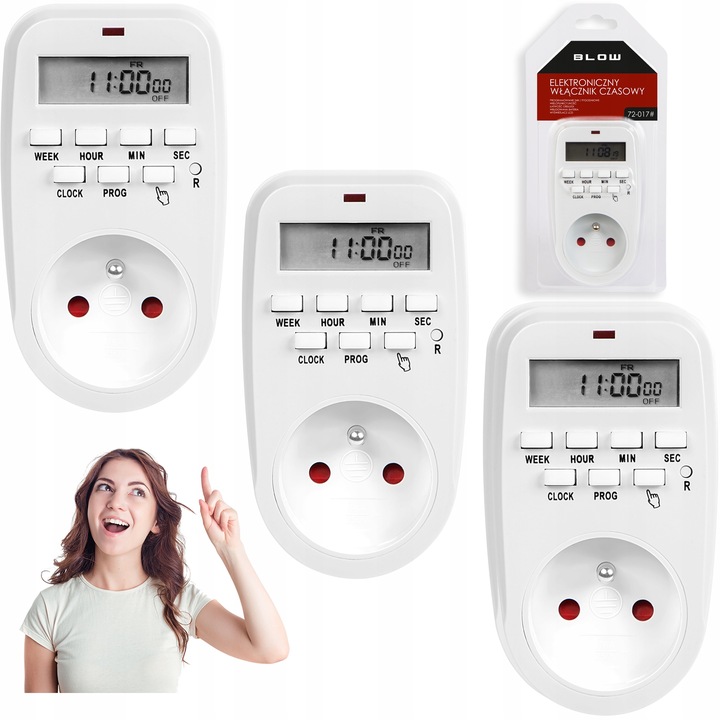 3x PROGRAMATOR CZASOWY TIMER WŁĄCZNIK CYFROWY LCD WYŁĄCZNIK 1MIN 8 USTAWIEŃ