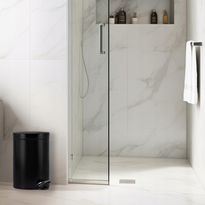 Kosz na śmieci łazienkowy pojemnik czarny elegancki wytrzymały uniwersalny