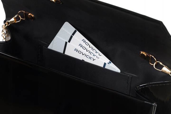 Damska torebka wizytowa kopertówka Rovicky elegancka z łańcuszkiem na ramię