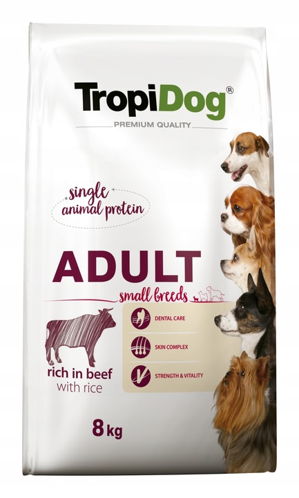 TROPIDOG Small Mini Beef 8kg Adult Wołowina dla małych ras