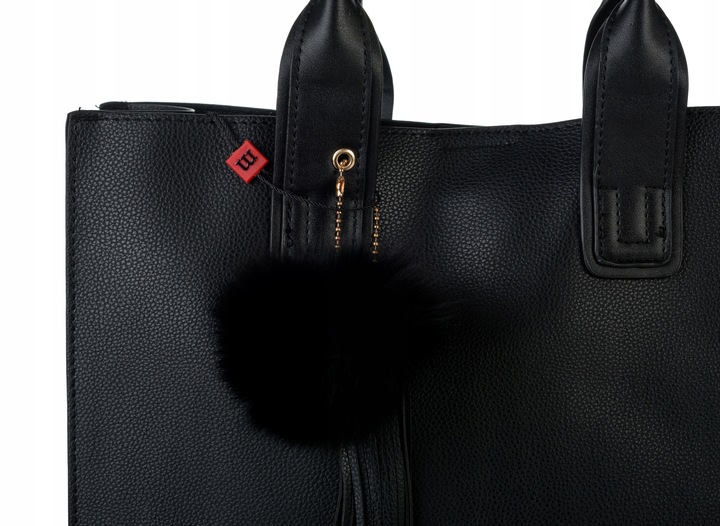 KLASYCZNA TORBA Z POMPONEM MONNARI MIEJSKA SHOPPER POJEMNA PREMIUM