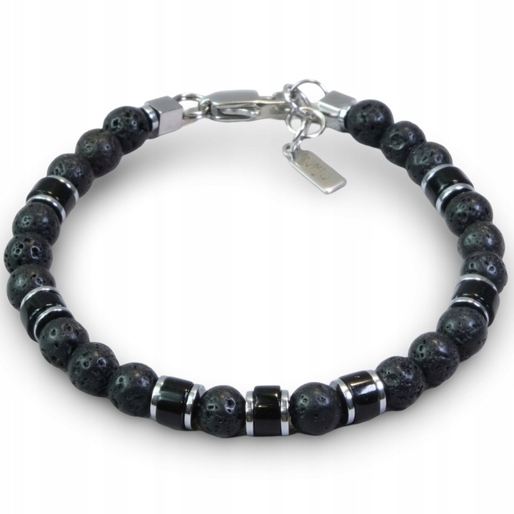 Bransoletka Męska Srebrna Prezent Dla Faceta Prezent Na Święta Lawa Onyks