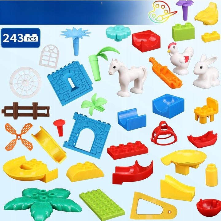 Klocki Konstrukcyjne Farma Duży Zestaw z 243 elementów dla Dzieci +3 lata