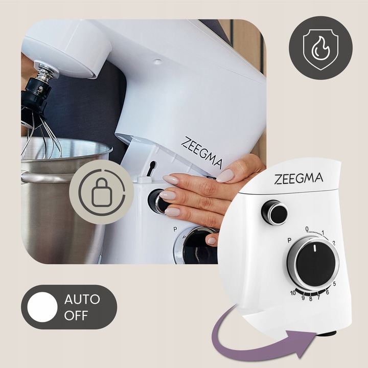 BIAŁY ROBOT PLANETARNY KUCHENNY 15W1 WIELOFUNKCYJNY 5,2L BIAŁY 10 TRYBÓW