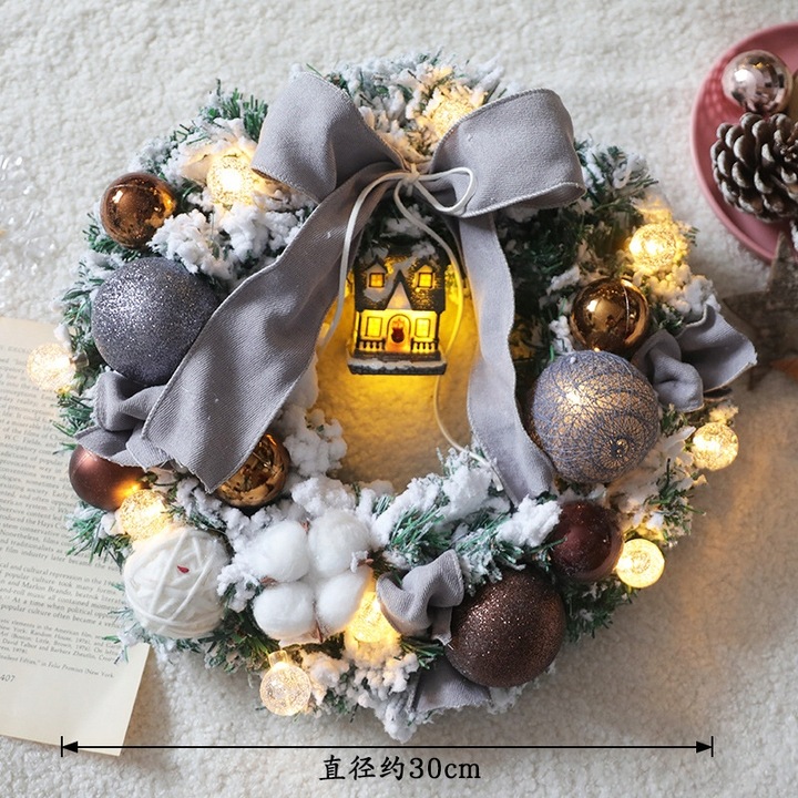 WIANEK ŚWIĄTECZNY LED ŚWIECĄCY WIENIEC STÓŁ DRZWI STROIK KOKARDA DEKORACJA