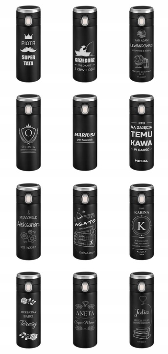 Kubek Termiczny z Grawerem Termos z Wyświetlaczem do Kawy Samochodu 400ml