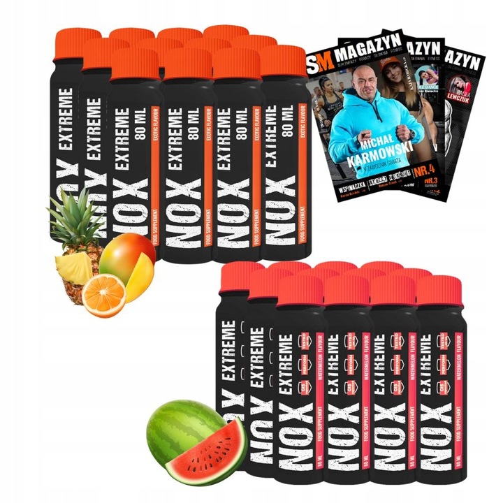 24 x nowmax NOX EXTREME 80 ML SZOT POMPA SIŁA ALANINA POBUDZENIE ORGANIZMU